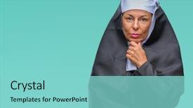  Presentation with palm sunday christian catholic - Colorful theme enhanced with hand raised on chin thinking backdrop and a seafoam green colored foreground