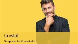  Presentation with christian - PPT theme featuring hand raised on chin thinking background and a yellow colored foreground