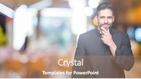  Presentation with christian family and cross - Slide set enhanced with hand raised on chin thinking background and a coral colored foreground