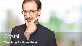  Presentation with catholic mass cross - Presentation featuring hand raised on chin thinking background and a dark gray colored foreground