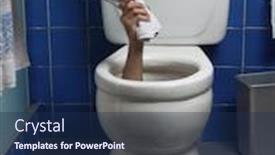  Presentation with toilet - Slides featuring hand reaches up through the seat from out of a toilet in a domestic bathroom background and a navy blue colored foreground