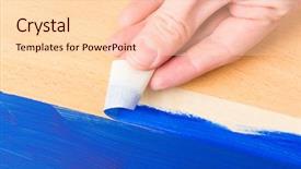  Presentation with banquet server hand - Presentation design consisting of hand removing masking tape also background and a lemonade colored foreground