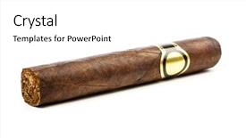  Presentation with cigar - Presentation theme featuring hand-rolled cigar on white background background and a white colored foreground