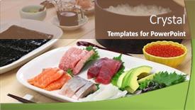  Presentation with japanese food - Audience pleasing slide deck consisting of hand-rolled-temaki-sushi-set backdrop and a tawny brown colored foreground