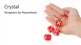  Presentation with human - PPT theme with hand rolling several red dice background and a white colored foreground