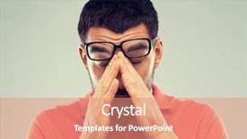  Presentation with eyesight - PPT theme with hand rub - people eyesight stress overwork background and a coral colored foreground