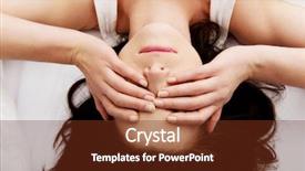  Presentation with eyes - Colorful presentation enhanced with hand rub - sleepy woman waking up backdrop and a tawny brown colored foreground