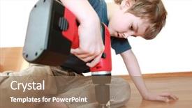  Presentation with wood floor wiht lighting - Theme enhanced with hand safety - little boy lying background and a coral colored foreground