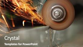  Presentation with safety - PPT theme featuring hand safety - metal sawing close up background and a gray colored foreground