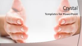  Presentation with female reproductive system - Beautiful presentation theme featuring hand safety - photo of female fingers backdrop and a white colored foreground