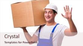  Presentation with monarch butterfly isolated on white - Theme featuring hand salute - man delivering box isolated background and a  colored foreground