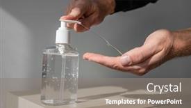  Presentation with hand sanitizer - Beautiful PPT layouts featuring hand-sanitizer-alcohol-gel-rub backdrop and a gray colored foreground