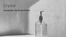  Presentation with hand sanitizer - PPT layouts consisting of hand-sanitizer-alcohol-gel-rub background and a light gray colored foreground