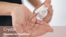  Presentation with hand sanitizer - Beautiful PPT theme featuring hand-sanitizer-coronavirus-spreading-covid backdrop and a coral colored foreground