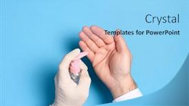  Presentation with medical infection - PPT layouts featuring hand-sanitizer-treatment-health-care background and a light blue colored foreground