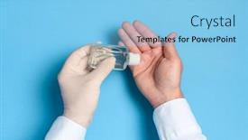  Presentation with coronavirus prevention medical - Colorful slide deck enhanced with hand-sanitizer-treatment-health-care backdrop and a light blue colored foreground
