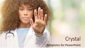  Presentation with doctor african - Colorful slide deck enhanced with hand saying no expressing security backdrop and a lemonade colored foreground