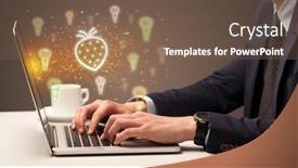  Presentation with hamburger - Colorful PPT theme enhanced with hand-searching-for-recipes backdrop and a violet colored foreground