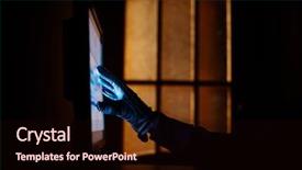  Presentation with computer hacker - Presentation theme consisting of hand selective focus on nearest background and a  colored foreground