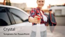  Presentation with car wash - Audience pleasing theme consisting of hand self-service car backdrop and a light gray colored foreground