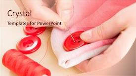  Presentation with sewing - Presentation theme with hand sewing red button background and a lemonade colored foreground