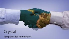  Presentation with hand shake - PPT layouts having front of wires against purple background and a light blue colored foreground