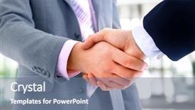  Presentation with blue puzzle handshake - PPT theme enhanced with hand shaking hand - handshake isolated in office background and a ocean colored foreground