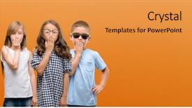  Presentation with group of girls - Audience pleasing presentation theme consisting of mistakes - group of boy and girls backdrop and a gold colored foreground