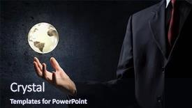  Presentation with digital globe on forex - PPT layouts having hand showing digital earth globe background and a wine colored foreground