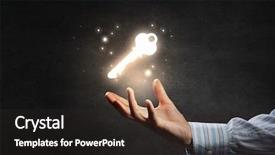  Presentation with success - Colorful presentation theme enhanced with hand showing key to success backdrop and a dark gray colored foreground