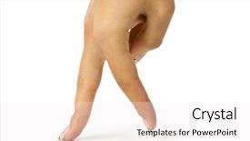  Presentation with fingers - PPT theme featuring hand showing the walking finger background and a white colored foreground