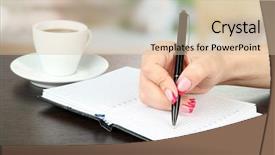  Presentation with hand saving someone - PPT layouts featuring hand signing in notebook background and a lemonade colored foreground