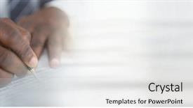  Presentation with agreement signing - Amazing slide set having hand signing paper agreement backdrop and a white colored foreground