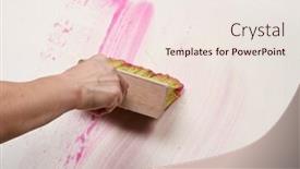  Presentation with glue - Slides with hand-smearing-wall-paper background and a sky blue colored foreground