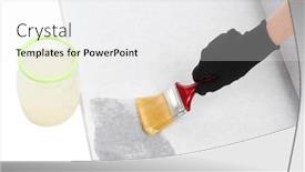  Presentation with glue - Presentation consisting of hand smearing wallpaper by glue isolated on white background and a white colored foreground