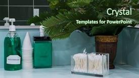  Presentation with hand soap - PPT theme enhanced with hand soap and mouthwash background and a tawny brown colored foreground