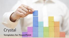  Presentation with development - Cool new theme with hand stacking colorful wooden blocks backdrop and a lemonade colored foreground