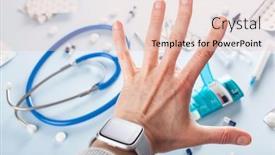  Presentation with signal - Theme featuring hand-stop-signal-against-pills background and a lemonade colored foreground