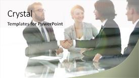  Presentation with partners - PPT layouts with hand success - behind the glass handshake background and a  colored foreground