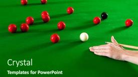  Presentation with supporting - PPT theme consisting of cue stick on a snooker background and a black colored foreground