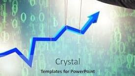  Presentation with growth chart - Amazing presentation theme having hand supporting the growth chart line backdrop and a light blue colored foreground