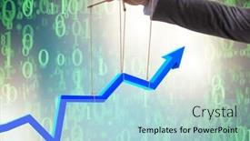  Presentation with growth chart - PPT layouts having hand supporting the growth chart line background and a mint green colored foreground