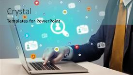  Presentation with social media - Beautiful slide deck featuring hand-surfing-on-the-social backdrop and a light blue colored foreground