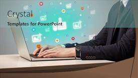  Presentation with surfing - Beautiful PPT theme featuring hand-surfing-on-the-social backdrop and a light blue colored foreground