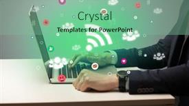  Presentation with social media - Theme with hand-surfing-on-the-social background and a seafoam green colored foreground