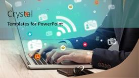  Presentation with social media - Slide deck with hand-surfing-on-the-social background and a seafoam green colored foreground