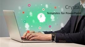  Presentation with surfing - Theme with hand-surfing-on-the-social background and a mint green colored foreground