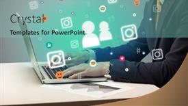  Presentation with surfing - Presentation design enhanced with hand-surfing-on-the-social background and a seafoam green colored foreground