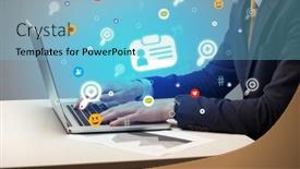  Presentation with surfing - Slide deck with hand-surfing-on-the-social background and a light blue colored foreground