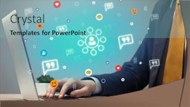  Presentation with surfing - Slides featuring hand-surfing-on-the-social background and a light blue colored foreground